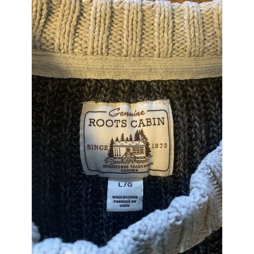 Genuine Roots Cabin Pullover Knit Sweater Women's L Grey Soft Warm Cozy - Picture 9 of 16